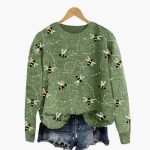 Women's Sweater with Bee Pattern and Long Sleeves - Image 2