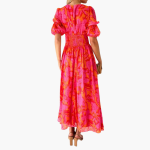 Elegant Maxi Dress for Women - V-Neck & Puff Sleeves - Image 3