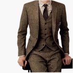 Men's Three-Piece Suit with Slim Fit Pants and Notch Lapel