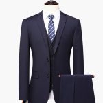 Men's Three-Piece Suit with Button Placket and Long Sleeves - Image 3