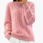 Women’s Pullover with Round Neck and Cable Pattern - Image 4