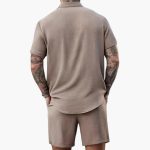 Men's Set with Henley Shirt and Shorts for Summer - Image 3