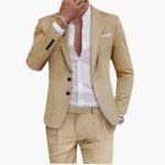 Men's Summer Suit Made of Cotton with Lapel and Pants - Image 3