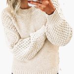 Women’s sweater with structured sleeves and ribbed hem