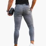 Men's Chino Pants with Stretch Waistband and Striped Summer Fabric - Image 3