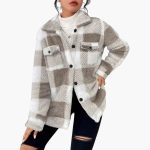 Women's Jacket with Check Pattern and Button Closure - Image 5