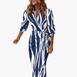 Striped Shirt Dress – Women's Maxi Dress Made of Cotton - Image 4