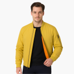 Men's Bomber Jacket with Zipper and Ribbed Cuffs - Image 3