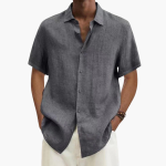 Men's Short Sleeve Shirt – Linen Button-Up Shirt for Summer - Image 3