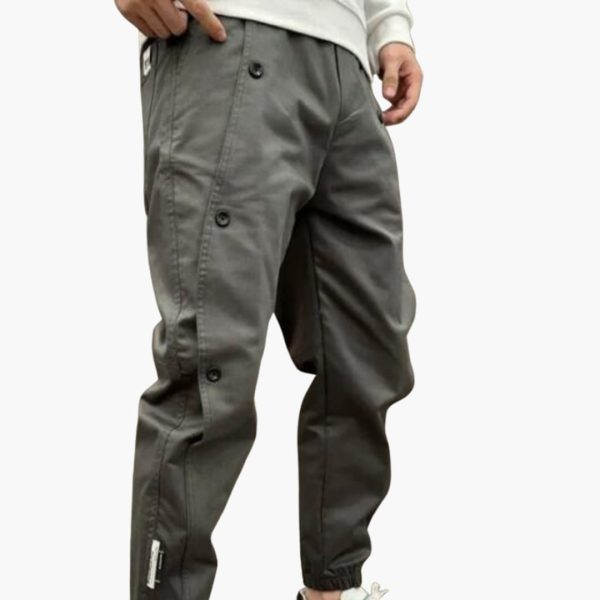 Men's Summer Pants with Button Placket and Elastic Cuffs