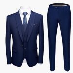 Men's Three-Piece Suit with One-Button Blazer and Vest - Image 4