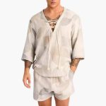 Men's Summer Set with Lace Neckline and Shorts - Image 3