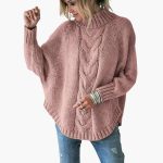 Women's Sweater with Turtleneck and Cable Knit Pattern - Image 2