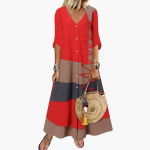 Long Knit Dress for Women - V-Neck, Side Straps - Image 4