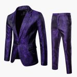 Men's Suit with Jacquard Pattern for All Seasons - Image 2