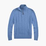 Men's Sweater with Zip Neck and Cable Knit Surface - Image 3