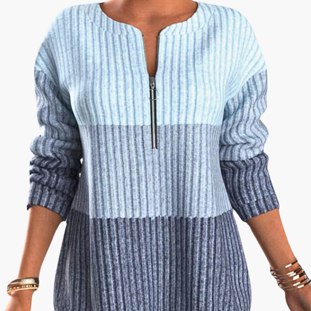 3_65_0830e91b-2355-4322-98e7-82ecb1b3a98b.jpg Women's pullover with zip neckline and ribbed surface - Image 1