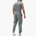 Sleeveless Jumpsuit for Men with Cargo Pockets and Button Placket - Image 5