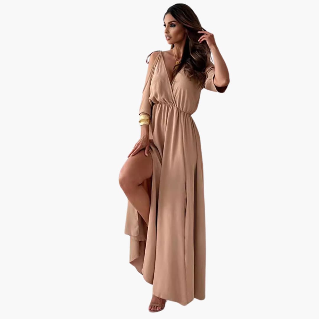 3_6_bed247cf-54cd-4d22-b3bf-650993b977fe.jpg Maxi Dress with V-Neck and Slit – Women's Evening Wear - Image 1