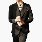 Men's Three-Piece Suit with Vest and Slim Fit Cut - Image 2