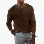 Men's Sweater with Ribbed Collar and Long Sleeves - Image 4