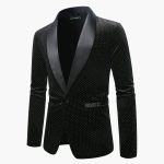 Men's Two-Piece Suit with Shawl Collar and Satin Details