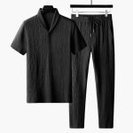 Men's Two-Piece Set with Long Sleeve Shirt and Pants for Spring and Autumn