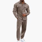 Two-Piece Men's Set with Long Sleeve Shirt and Pants