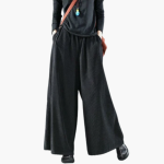 Women's Corduroy Trousers with Button Closure and Straight Leg - Image 3
