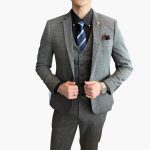 Men's Three-Piece Suit with Check Pattern for Every Season