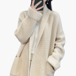 Women’s Cardigan with V Neck and Patch Pockets - Image 4