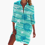 Women's Shirt Dress with Long Sleeves and Button Placket - Image 3