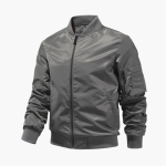 Men's Bomber Jacket with Zipper and Sleeve Pocket - Image 3