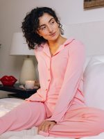 Women's Bamboo Rib-Knit Classic Long Sleeve Pajama Set - Image 28