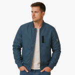Men's Bomber Jacket with Piped Pockets and Zip Sleeve Pocket - Image 3