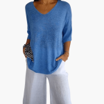 Women's V-Neck Top – Loose Summer Top for Casual Wear - Image 3