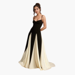 Colorblock Maxi Dress for Women – Elegant with Heart Neckline - Image 3