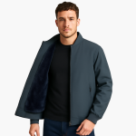 Men's Bomber Jacket with Zipper and Fleece Lining - Image 3