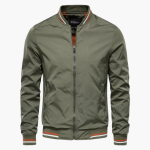 Bomber Jacket for Men - Front Zipper & Ribbed Details - Image 3