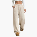 Women's Corduroy Trousers with High Waist and Wide Legs - Image 3