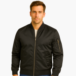 Men's Flight Jacket with Ribbed Collar - Image 3