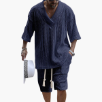 Airy Two-Piece Summer Set with Shirt and Shorts for Men - Image 3