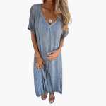 Women's V-Neck Summer Dress - Loose and Comfortable - Image 3