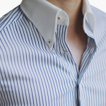 Striped Men's Shirt with Contrast Collar and Buttoned Cuffs - Image 2