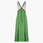 Light V-Neck Maxi Dress for Women - Color Block Design - Image 3