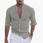 Summer Shirt for Men - Light, Airy & Stand-Up Collar Casual - Image 4