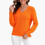Women's Pullover with V-Neck and Ribbed Surface - Image 4