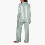Women's Satin Pajama Set with Button Top and Stripe Design - Image 4