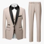 Men's Three-Piece Suit with Red Accents and Shawl Collar - Image 8