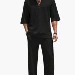 Men's Summer Set with Short Sleeve Shirt and Elastic Pants - Image 2